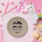Adventure Awaits Beren Kraft Baby shower Papieren Bordje (Feest)