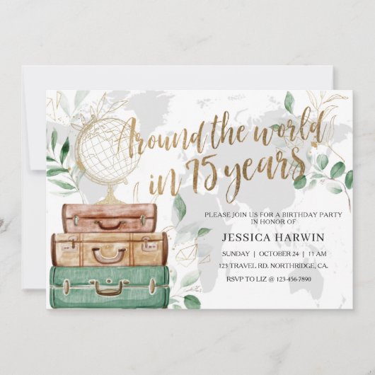 Adventure awaits BIRTHDAY, 75TH, Travel theme  Kaart (Voorkant)