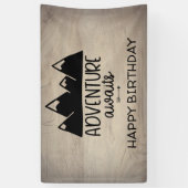 Adventure Awaits Birthday| Rustisch hout Spandoek (Verticaal)