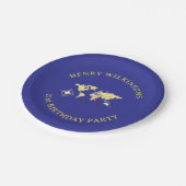 Adventure Awaits Blue Gold 21st Birthday Plates Papieren Bordje (Gekanteld)