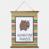 Adventure Awaits Boho Beer Nursery Art Hangend Wandkleed (Voorkant)