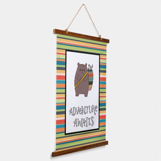Adventure Awaits Boho Beer Nursery Art Hangend Wandkleed (Gebogen)
