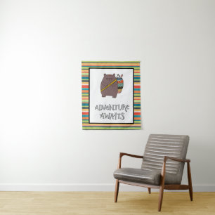 Adventure Awaits Boho Beer Nursery Art Wandkleed