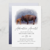 Adventure Awaits Boho Bison Desert Baby shower Kaart (Voorkant / Achterkant)