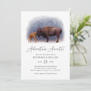 Adventure Awaits Boho Bison Desert Baby shower Kaart