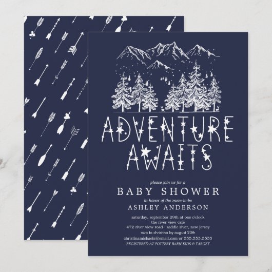 Adventure Awaits Boy baby shower Kaart (Voorkant / Achterkant)
