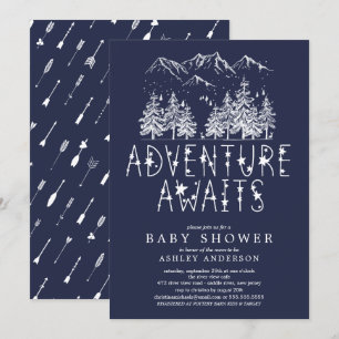 Adventure Awaits Boy baby shower Kaart