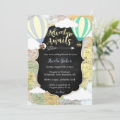 Adventure Awaits Boy Baby shower Uitnodiging (Staand voorkant)