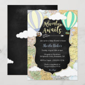Adventure Awaits Boy Baby shower Uitnodiging (Voorkant / Achterkant)