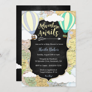 Adventure Awaits Boy Baby shower Uitnodiging