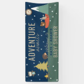 Adventure Awaits Boy Woodland Baby shower Spandoek (Verticaal)