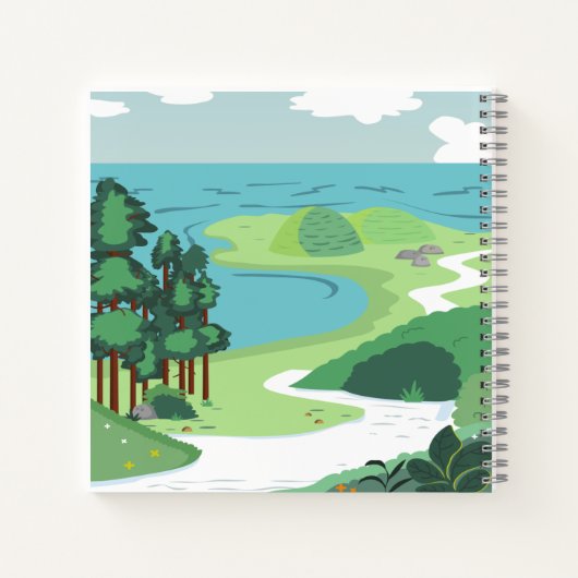 Adventure Awaits Brown Beer Landscape Baby shower Notitieboek (Achterkant)