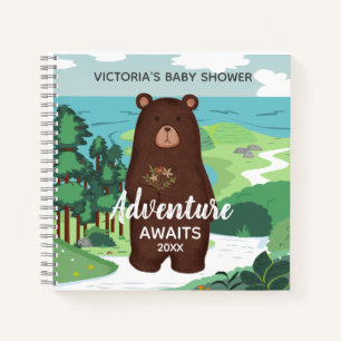 Adventure Awaits Brown Beer Landscape Baby shower Notitieboek