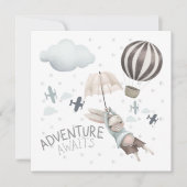 Adventure Awaits Bunny Birthday Invitation Kaart (Voorkant)