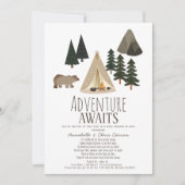 Adventure Awaits Camping Baby shower per post Kaart (Voorkant)