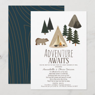 Adventure Awaits Camping Baby shower per post Kaart
