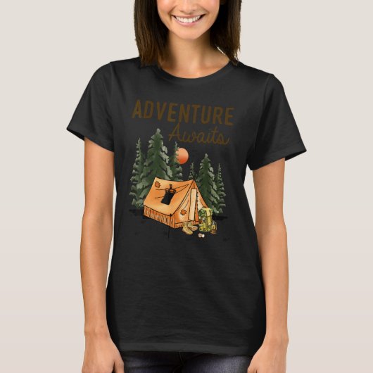 Adventure Awaits Camping   Camping Hiking T-shirt (Voorkant)