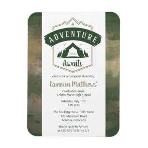 Adventure Awaits Camping Graduation Party Invitati Magneet
