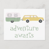 ADVENTURE AWAITS Camping Trailer RV Briefkaart (Voorkant)