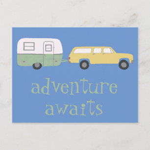 ADVENTURE AWAITS Camping Trailer RV Briefkaart