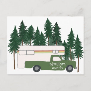 ADVENTURE AWAITS Camping Truck RV Briefkaart