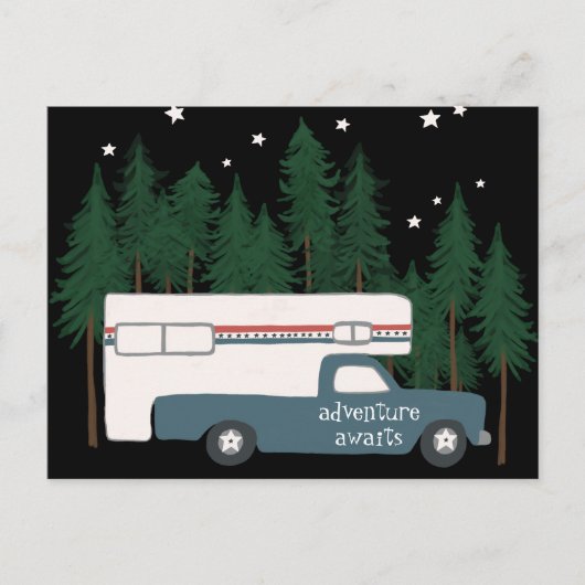 ADVENTURE AWAITS Camping Truck RV Briefkaart (Voorkant)