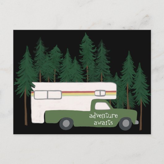 ADVENTURE AWAITS Camping Truck RV Briefkaart (Voorkant)