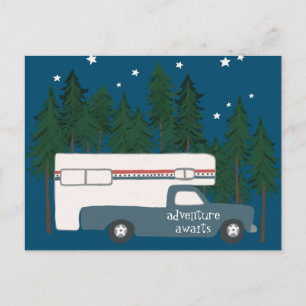 ADVENTURE AWAITS Camping Truck RV Briefkaart