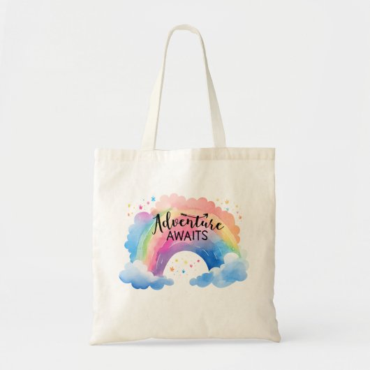 Adventure Awaits Colourful Rainbow  Tote Bag (Voorkant)