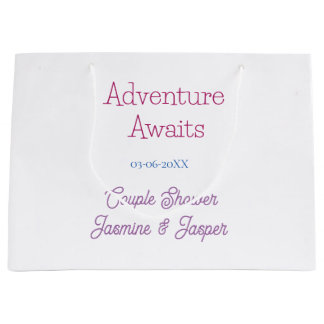adventure awaits couple shower name date pink blue groot cadeauzakje