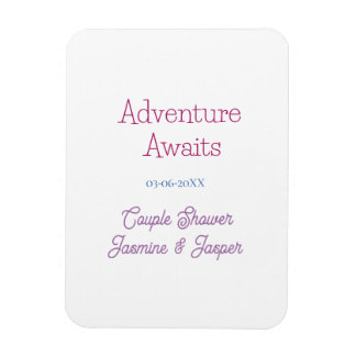 adventure awaits couple shower name date pink blue magneet