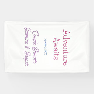 adventure awaits couple shower name date pink blue spandoek
