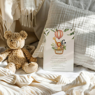 Adventure Awaits | Cute Safari Animals Baby Shower Kaart