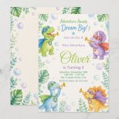 Adventure Awaits Dream Big Dinosaur Birthday Kaart (Voorkant / Achterkant)