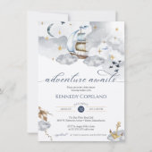 Adventure Awaits Dreamweaver Nautical Ship Baby sh Kaart (Voorkant)