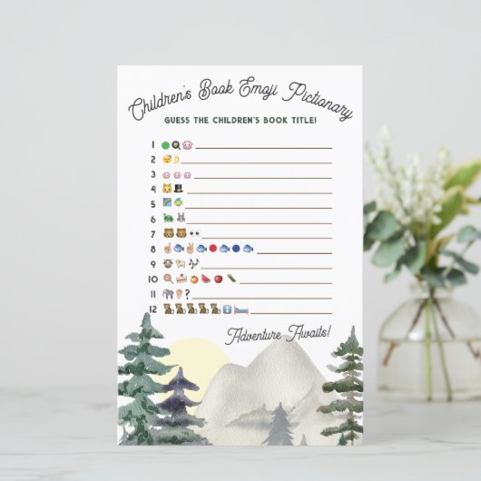 Adventure Awaits!Emoji Pictionary Baby shower Game (Staand voorkant)