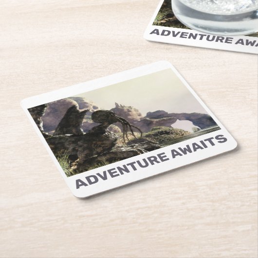 Adventure Awaits. Fantasy landscape Kartonnen Onderzetters (Schuin)