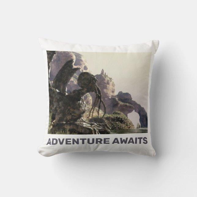 Adventure Awaits. Fantasy landscape Kussen (Voorkant)