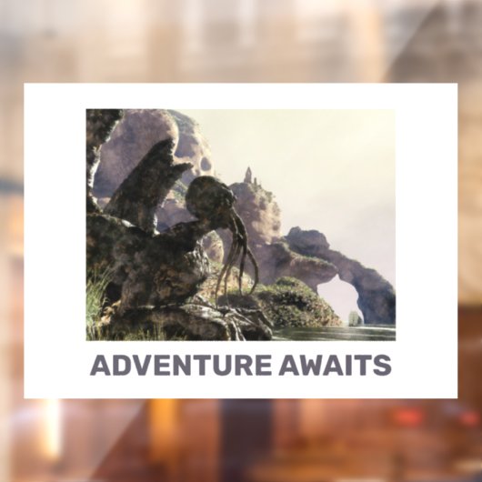Adventure Awaits. Fantasy landscape Raamsticker (Vel 2)