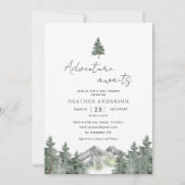 Adventure Awaits Forest Winter Boy Baby shower Kaart (Voorkant)