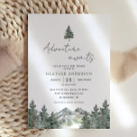 Adventure Awaits Forest Winter Boy Baby shower Kaart<br><div class="desc">Adventure Awaits Winter Forest Boy Baby shower Invitation</div>