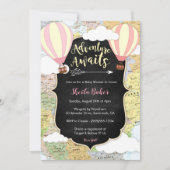 Adventure Awaits Girl Baby shower Invitation Kaart (Voorkant)
