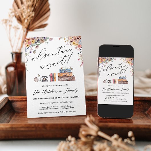 Adventure Awaits Going Away Party Invitation Kaart