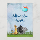 Adventure Awaits - Gorilla Hippo en Meerkat Briefkaart (Voorkant)