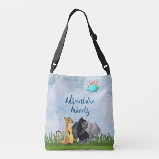Adventure Awaits - Gorilla Hippo en Meerkat Crossbody Tas (Achterkant)