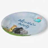 Adventure Awaits - Gorilla Hippo en Meerkat Papieren Bordje (Gekanteld)