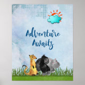 Adventure Awaits - Gorilla Hippo en Meerkat Poster (Voorkant)