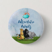 Adventure Awaits - Gorilla Hippo en Meerkat Ronde Button 5,7 Cm (Voorkant)