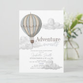 Adventure Awaits Hete Luchtballon Boy Baby shower Kaart (Staand voorkant)