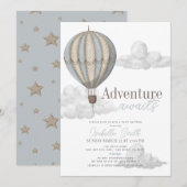 Adventure Awaits Hete Luchtballon Boy Baby shower Kaart (Voorkant / Achterkant)